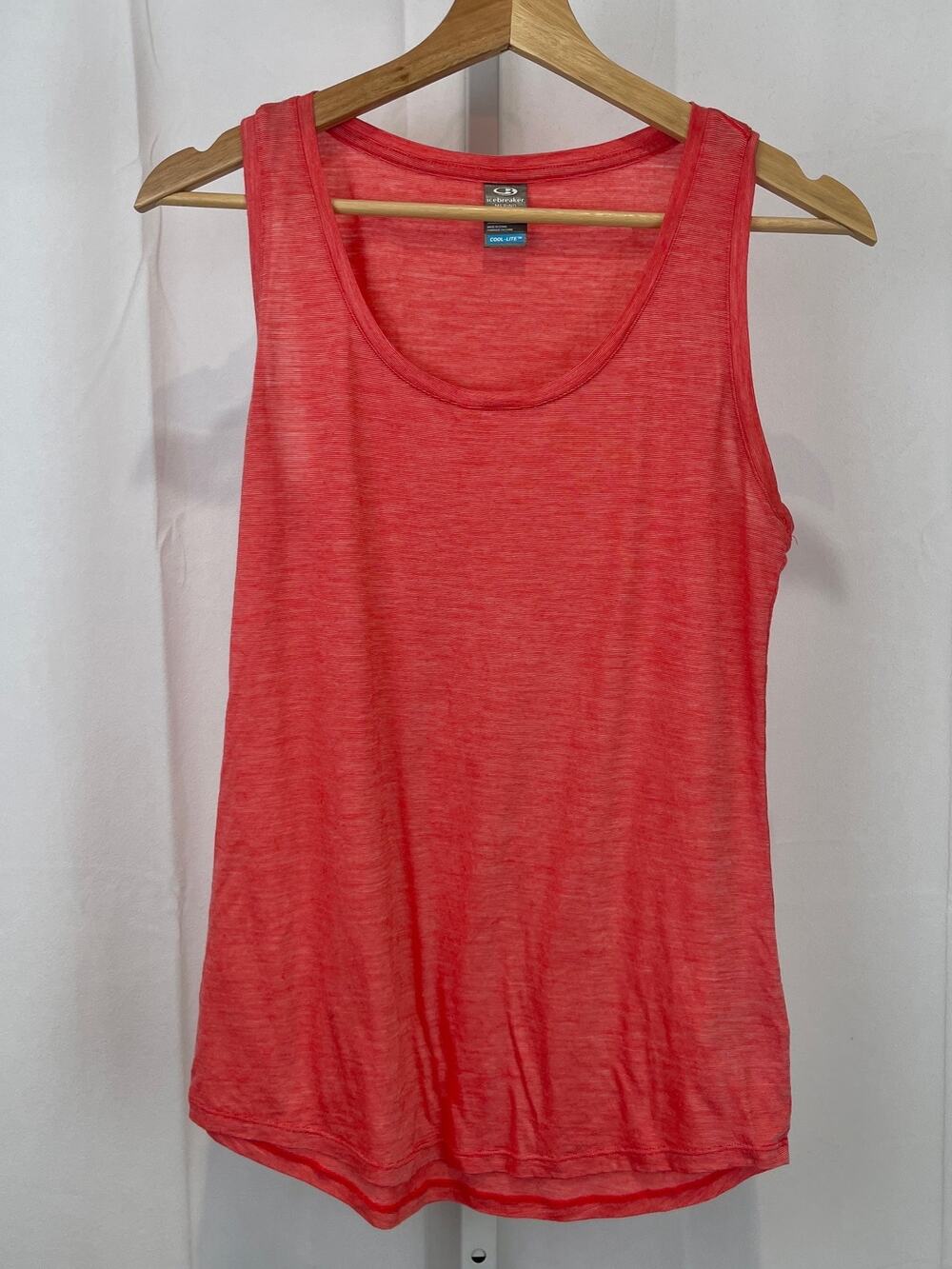 ICEBREAKER Cool Lite Tank Top Sleeveless Scoop Neck Wool Lyocell Blend Coral S